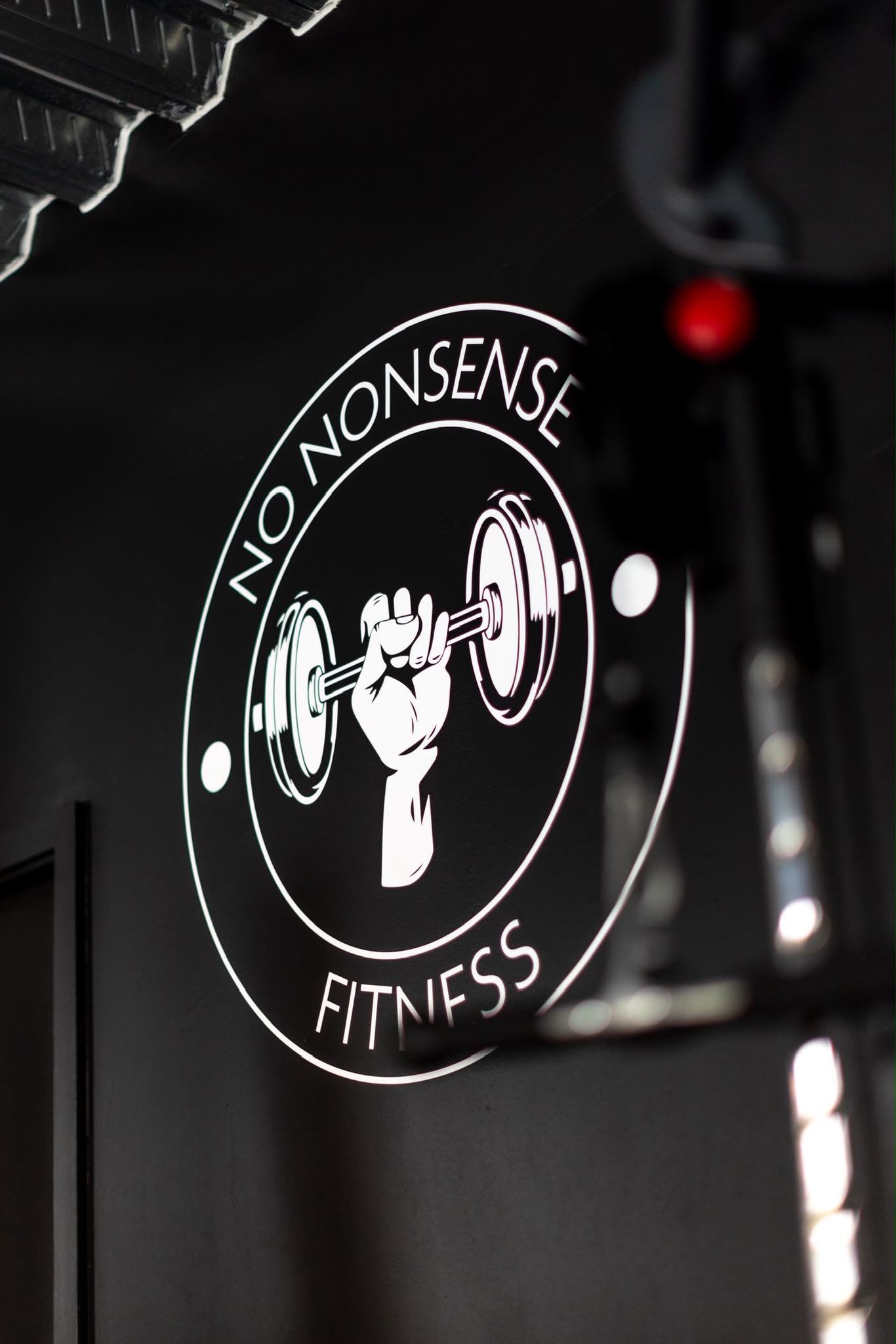 No Nonsense Fitness logo inside the gym